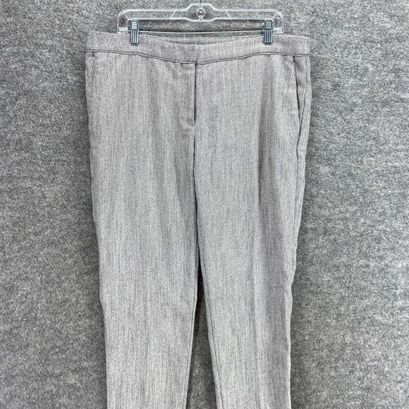 New H&M Pants Women 14 Gray Mid Rise Pleated Pockets Skinny Casual Chino Comfort - Picture 3 of 11